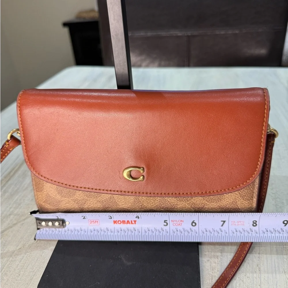 Coach Brown Signature Canvas and Leather Crossbody with Gold 'C'
